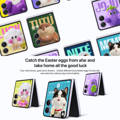 Honor Magic V Flip2, 12 Go + 512 Go, 6,82 pouces + 4,0 pouces, MagicOS 9.0.1, Android 15, Snapdragon 8 Gen 3 Octa Core, Réseau : 5G, NFC, OTG (Violet) SH842P1377-021